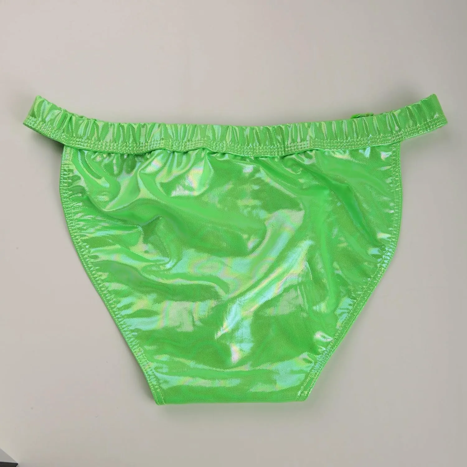 Mens Surf Swim Shorts Side Buckle Briefs Imitation Leather Bikini Trunks Reflective Metal Texture Thongs