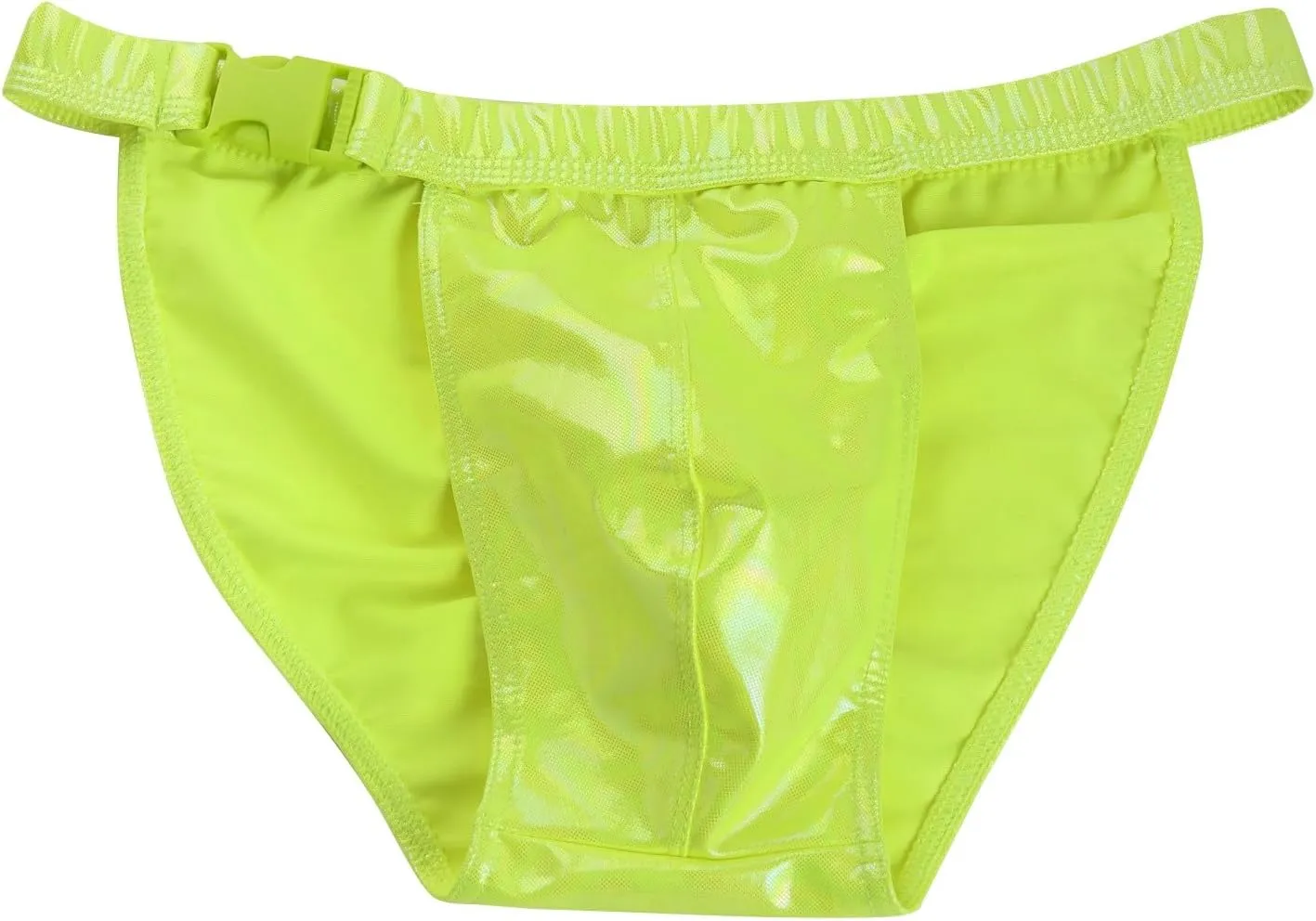 Mens Surf Swim Shorts Side Buckle Briefs Imitation Leather Bikini Trunks Reflective Metal Texture Thongs