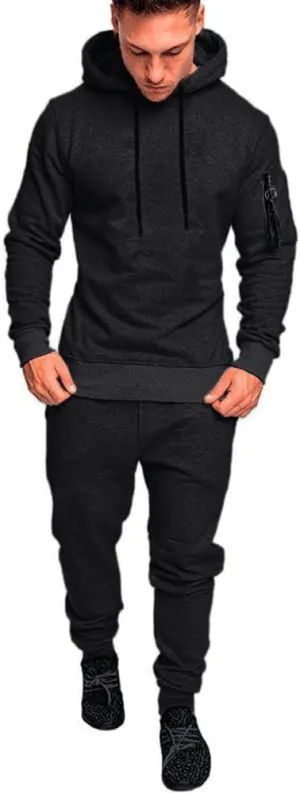 Mens Sweatsuits Set 2 Piece Hoodie Outfit Jogging Tracksuits for Men Casual Athletic Long Sleeve Pullover Suit Set