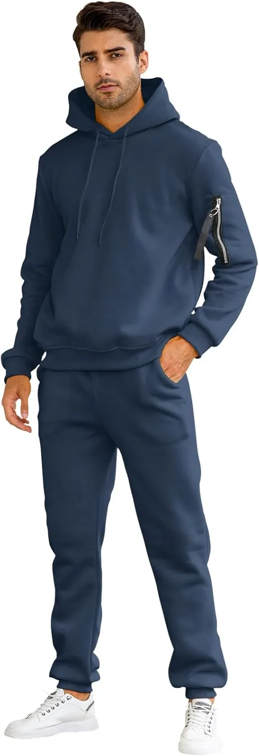 Mens Sweatsuits Set 2 Piece Hoodie Outfit Jogging Tracksuits for Men Casual Athletic Long Sleeve Pullover Suit Set