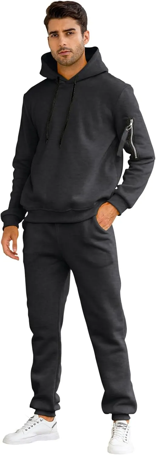 Mens Sweatsuits Set 2 Piece Hoodie Outfit Jogging Tracksuits for Men Casual Athletic Long Sleeve Pullover Suit Set
