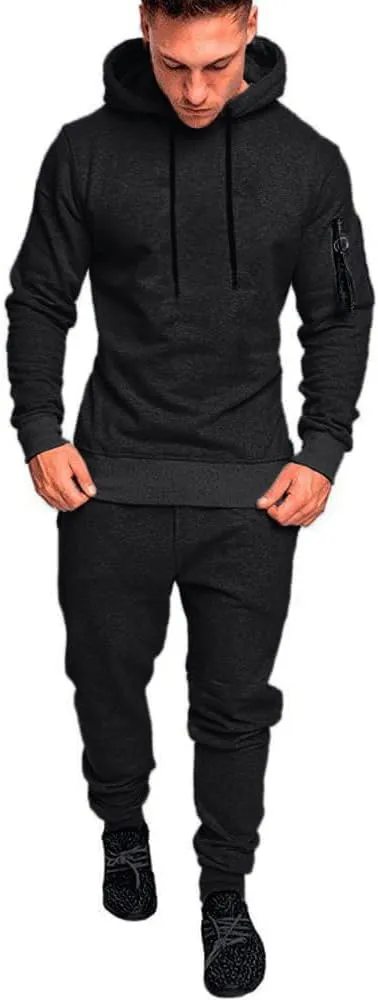 Mens Sweatsuits Set 2 Piece Hoodie Outfit Jogging Tracksuits for Men Casual Athletic Long Sleeve Pullover Suit Set