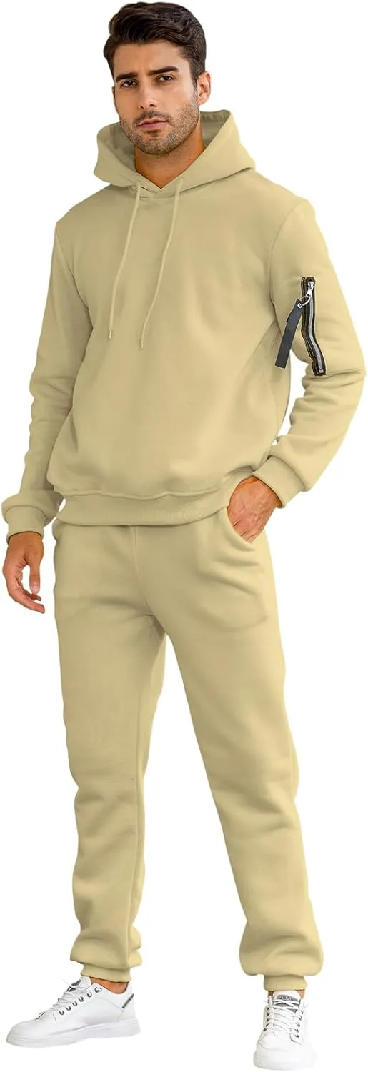 Mens Sweatsuits Set 2 Piece Hoodie Outfit Jogging Tracksuits for Men Casual Athletic Long Sleeve Pullover Suit Set