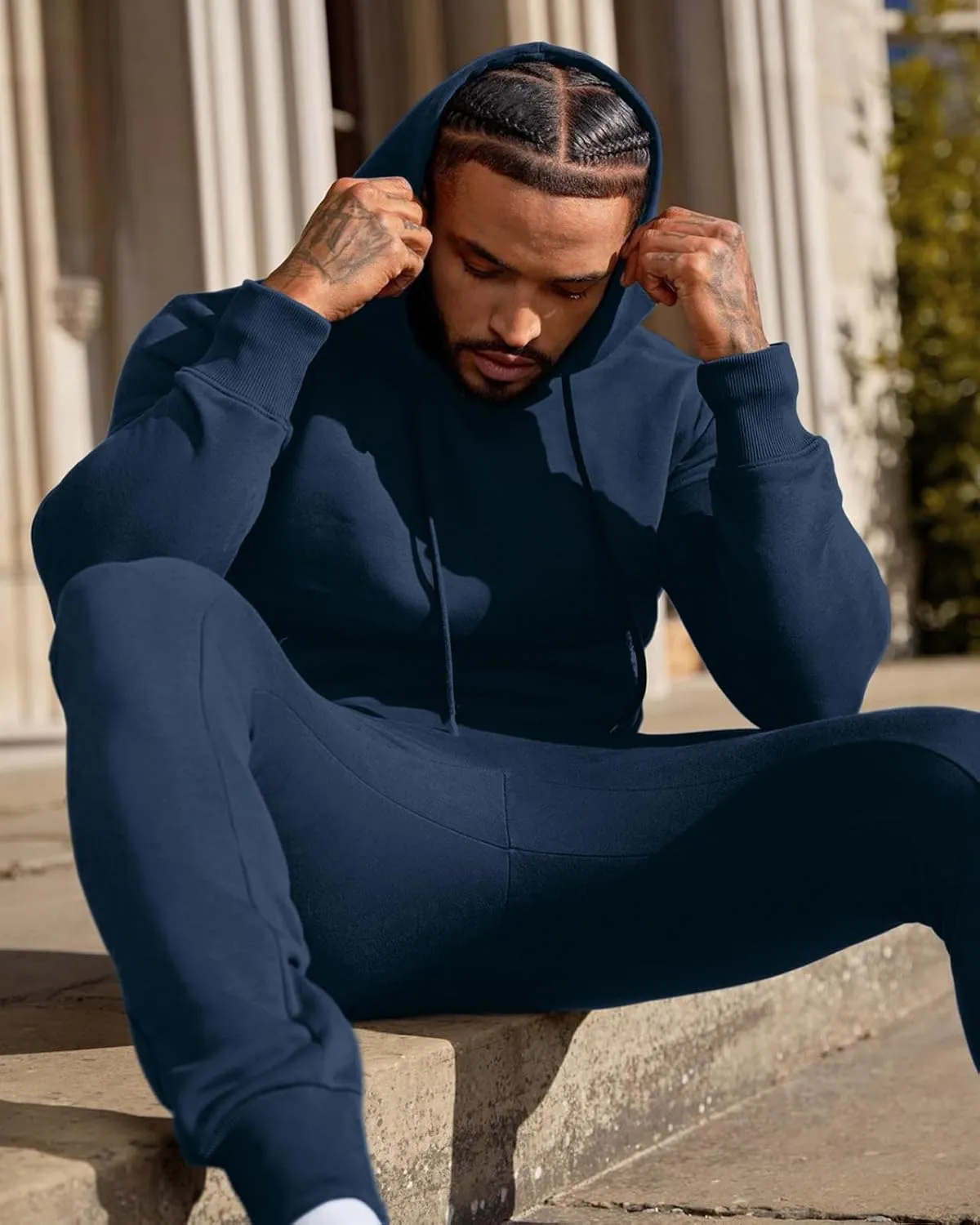 Mens Sweatsuits Set 2 Piece Hoodie Outfit Jogging Tracksuits for Men Casual Athletic Long Sleeve Pullover Suit Set