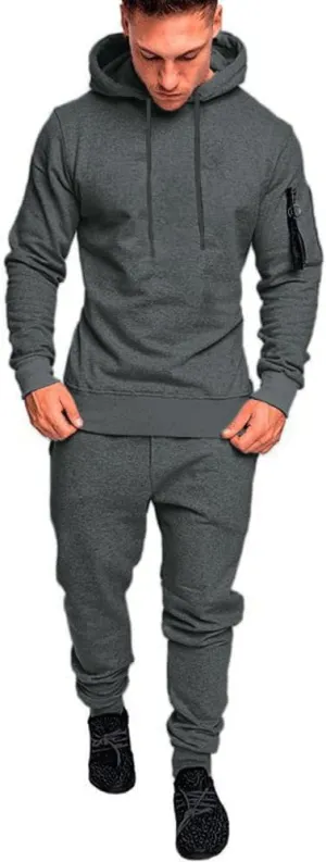 Mens Sweatsuits Set 2 Piece Hoodie Outfit Jogging Tracksuits for Men Casual Athletic Long Sleeve Pullover Suit Set