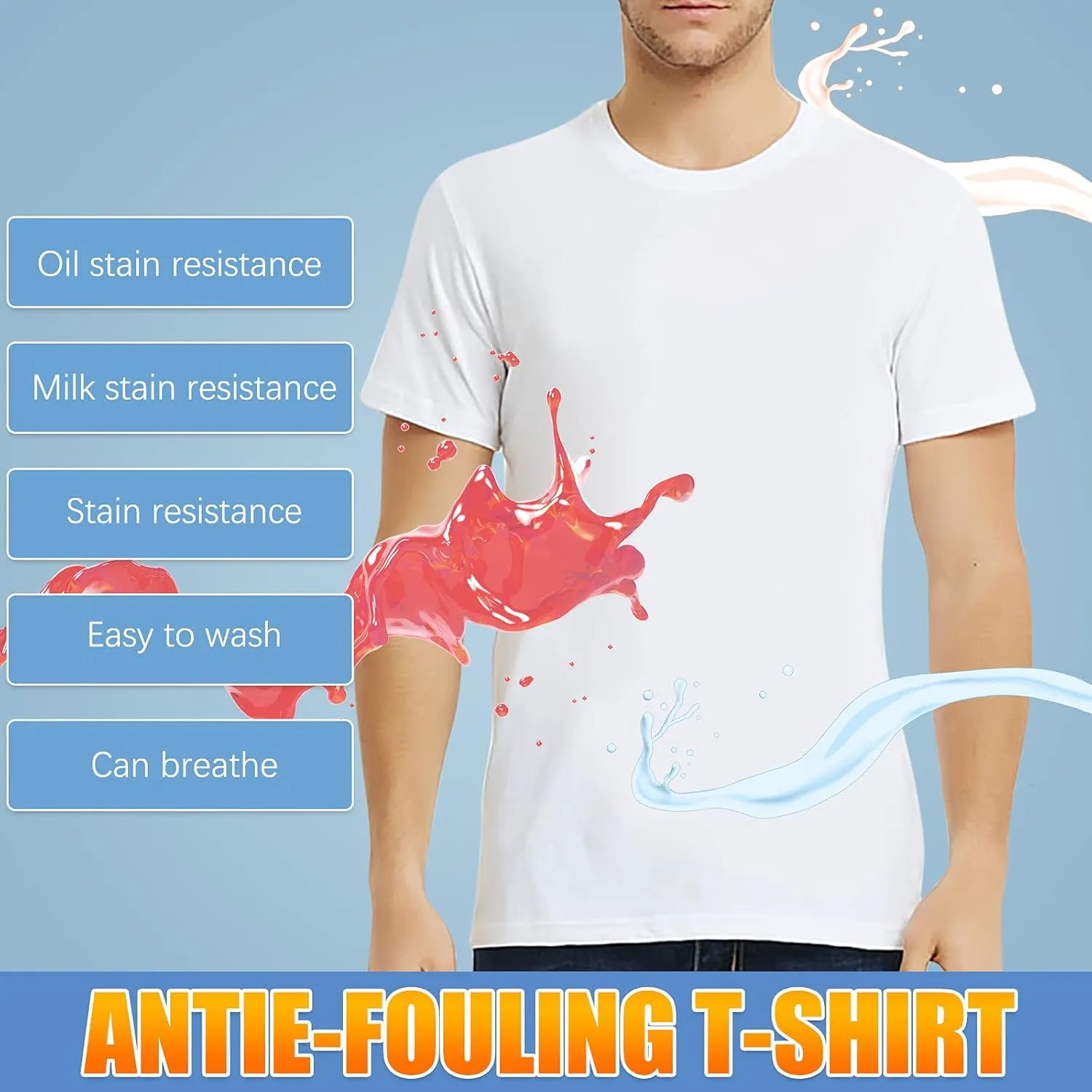 Men's Waterproof Quick Dry T-Shirt Summer Casual Short Sleeve Crewneck Tee Tops Running Gym Active Performance Shirts