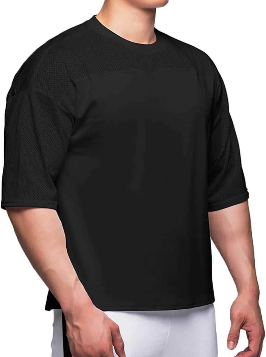 Mens Workout Shirts Short Sleeve Oversize Hipster Big Size Gym Shirts Basketball Hip-hop Mesh T-Shirts for Men T64