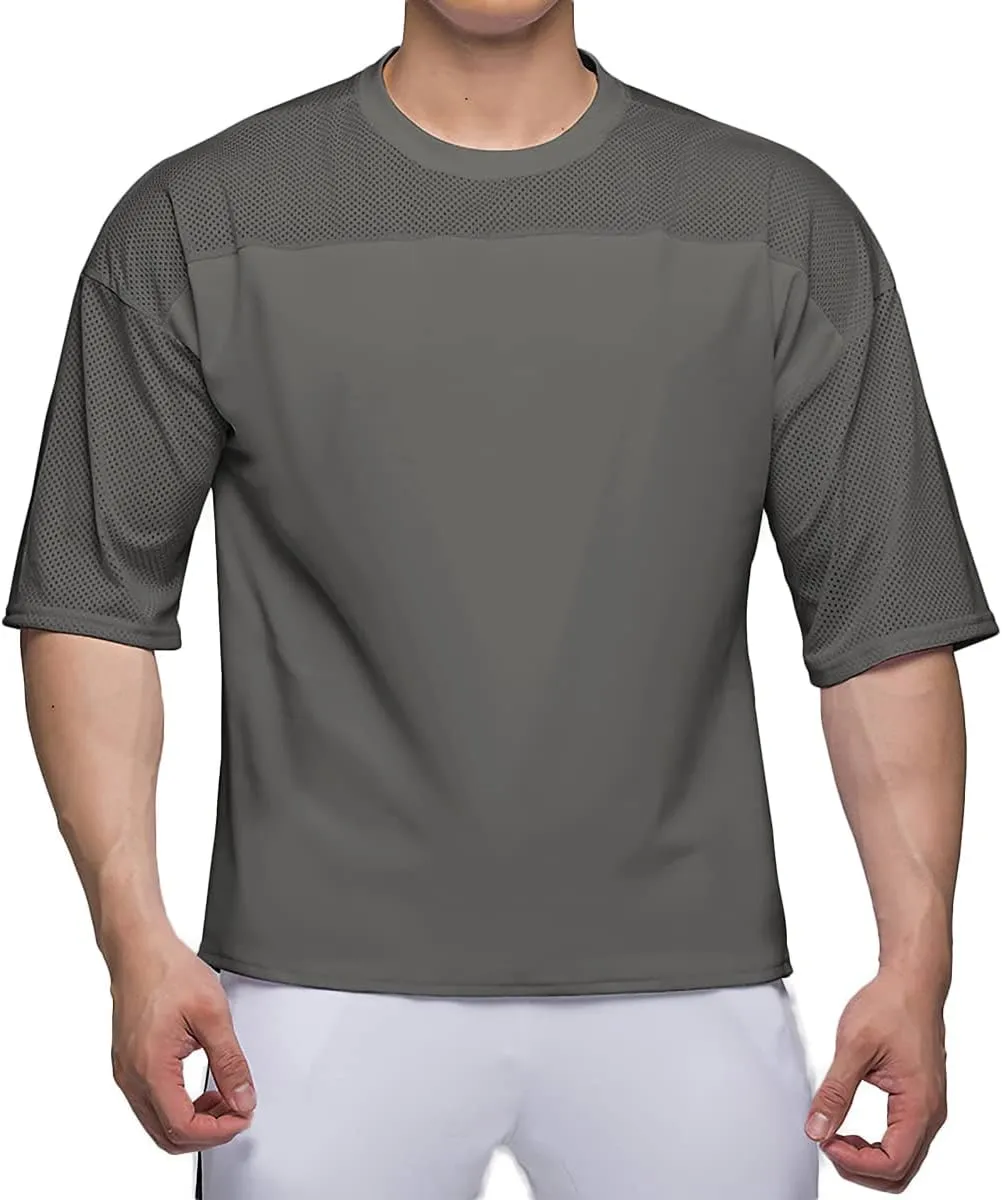 Mens Workout Shirts Short Sleeve Oversize Hipster Big Size Gym Shirts Basketball Hip-hop Mesh T-Shirts for Men T64