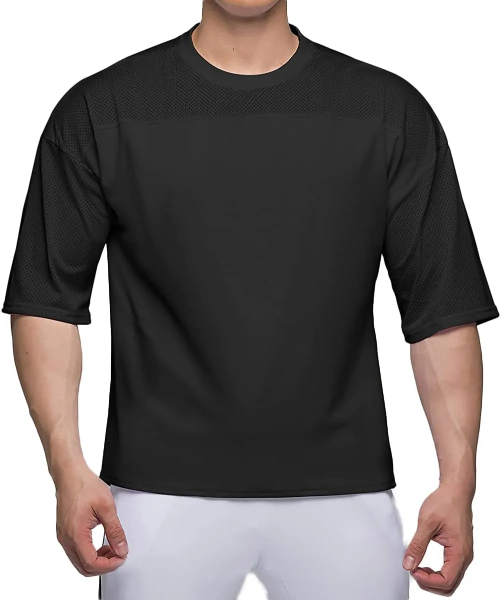 Mens Workout Shirts Short Sleeve Oversize Hipster Big Size Gym Shirts Basketball Hip-hop Mesh T-Shirts for Men T64