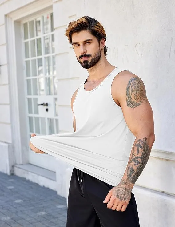 Mens Workout Tank Top Cotton Sleeveless Gym Muscle Shirts Stretch Basic Casual Summer Beach Tanks Pack