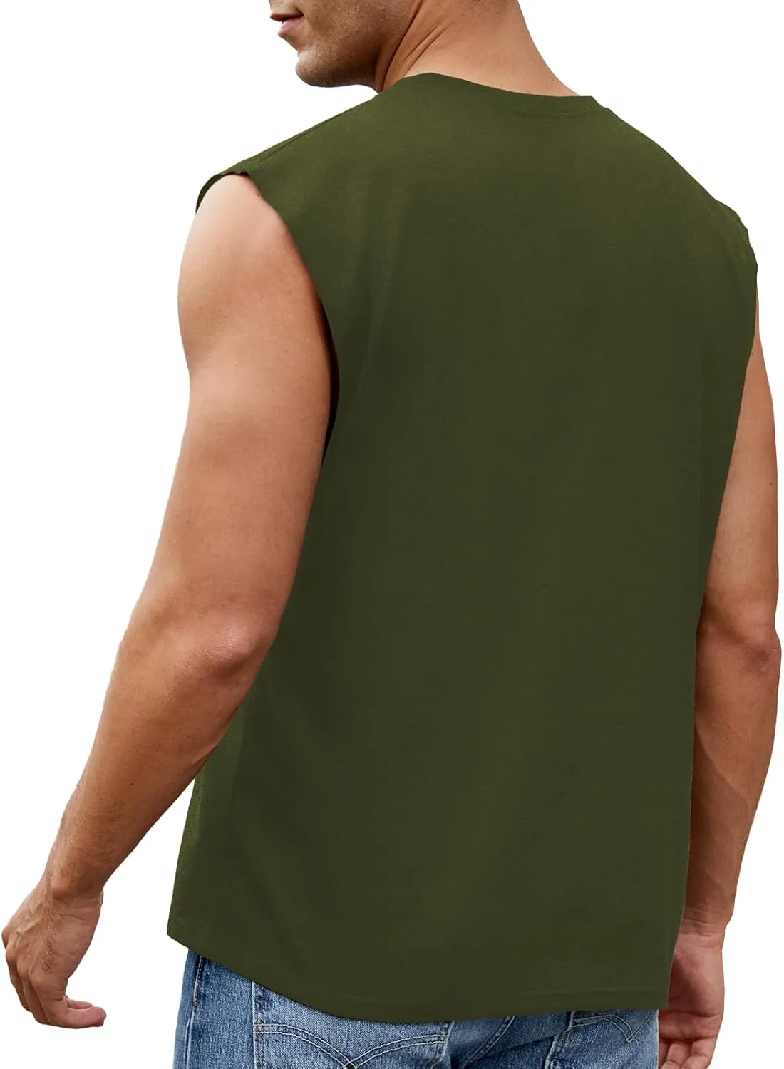 Men's Workout Tank Tops Casual Loose Fit Sleeveless Shirts Gym Muscle T-Shirts with Letter Graphic