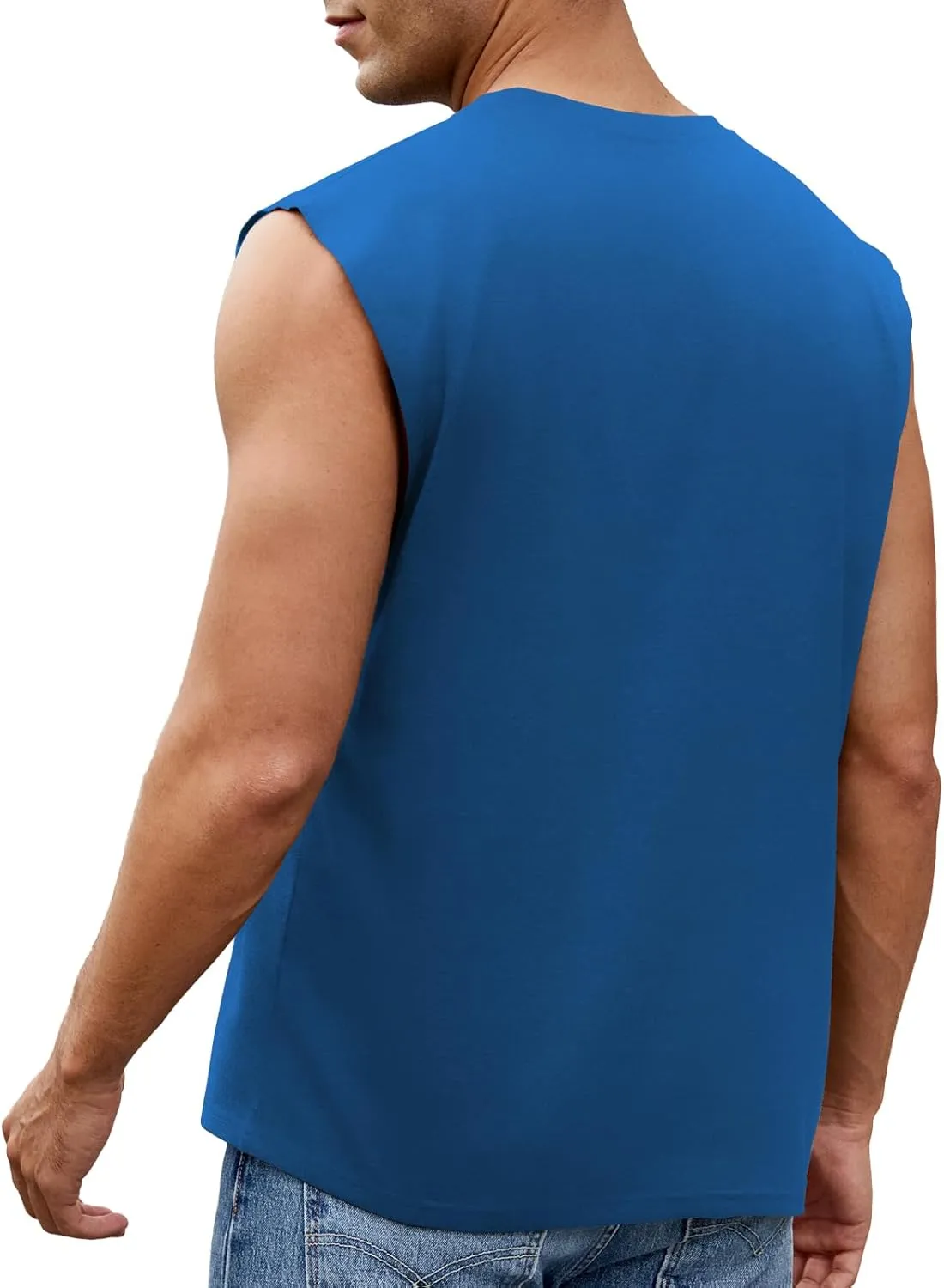 Men's Workout Tank Tops Casual Loose Fit Sleeveless Shirts Gym Muscle T-Shirts with Letter Graphic