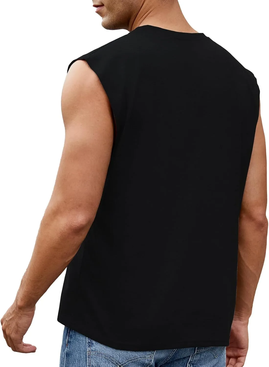 Men's Workout Tank Tops Casual Loose Fit Sleeveless Shirts Gym Muscle T-Shirts with Letter Graphic