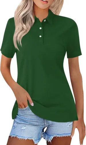 midelxp Golf Polo Shirts for Women Summer Quick Dry Short Sleeve Button Down Shirt Lightweight Dressy Casual Work Tops 2024