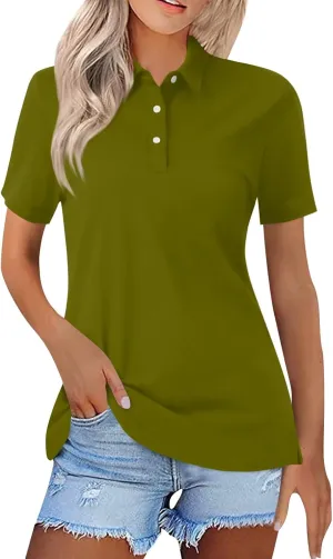 midelxp Golf Polo Shirts for Women Summer Quick Dry Short Sleeve Button Down Shirt Lightweight Dressy Casual Work Tops 2024
