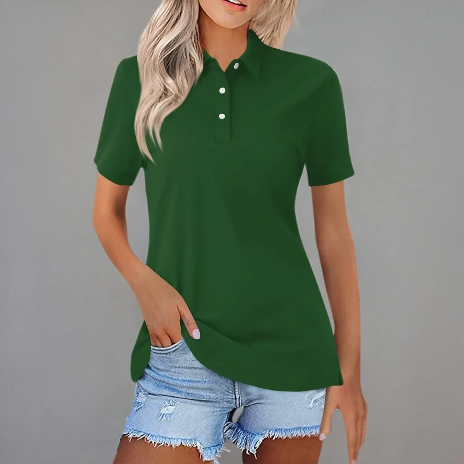 midelxp Golf Polo Shirts for Women Summer Quick Dry Short Sleeve Button Down Shirt Lightweight Dressy Casual Work Tops 2024