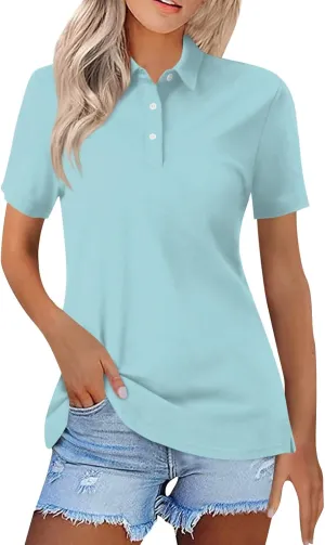 midelxp Golf Polo Shirts for Women Summer Quick Dry Short Sleeve Button Down Shirt Lightweight Dressy Casual Work Tops 2024