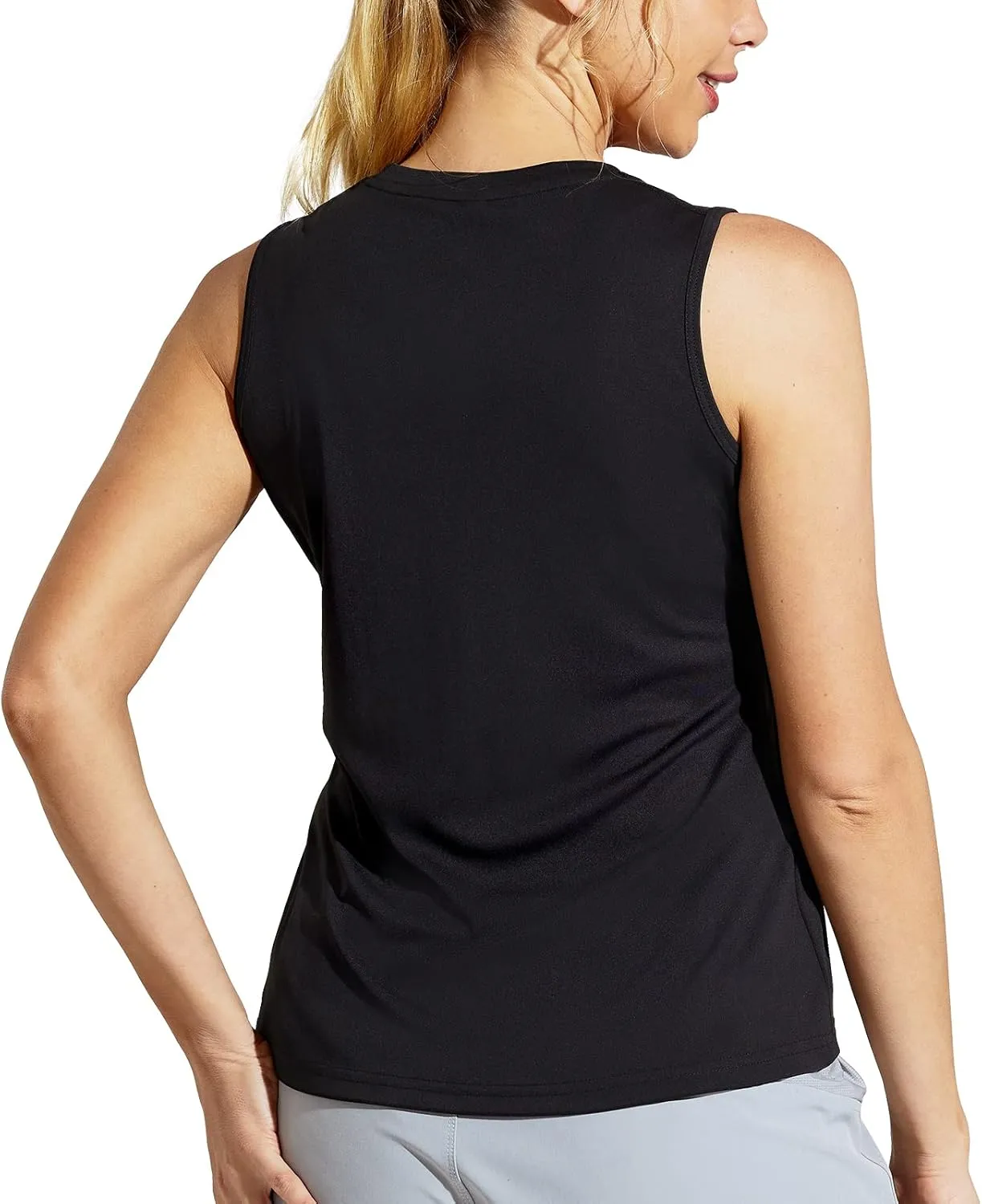 MIER Women's Sleeveless Workout Shirts UPF 50 Sun Protection Running Gym Tank Top Dry Fit Exercise Tennis Muscle Tee