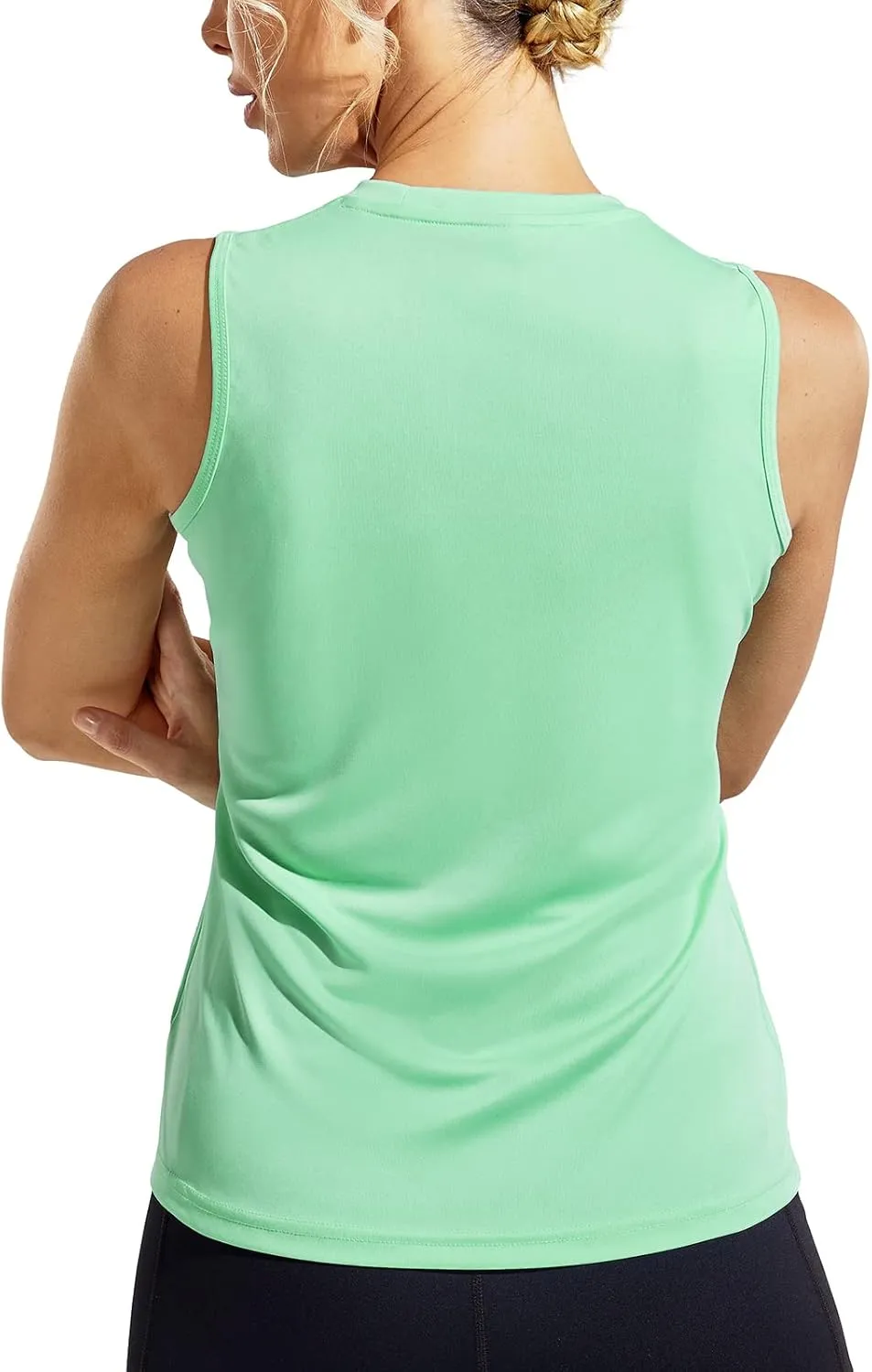 MIER Women's Sleeveless Workout Shirts UPF 50 Sun Protection Running Gym Tank Top Dry Fit Exercise Tennis Muscle Tee