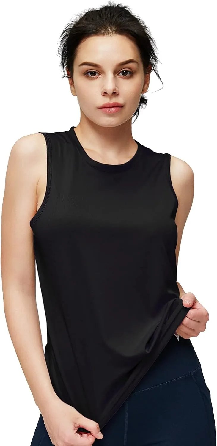 MIER Women's Sleeveless Workout Shirts UPF 50 Sun Protection Running Gym Tank Top Dry Fit Exercise Tennis Muscle Tee