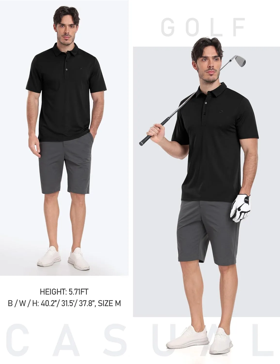 MoFiz Men's Henley Polo Shirts Short Sleeve Moisture Wicking Collarless Golf Polo Shirt Summer Casual