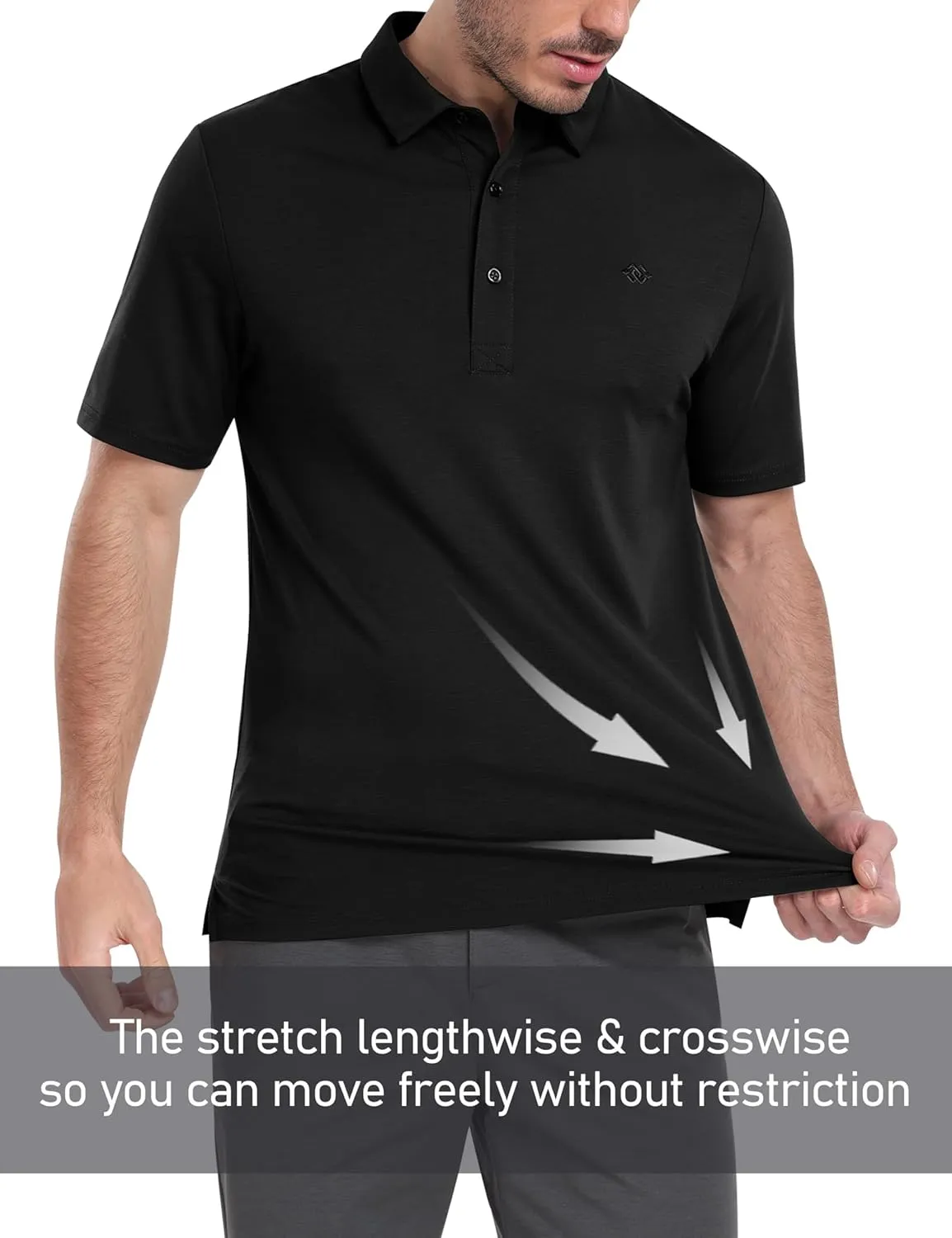 MoFiz Men's Henley Polo Shirts Short Sleeve Moisture Wicking Collarless Golf Polo Shirt Summer Casual