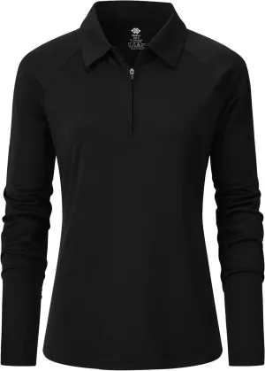 MoFiz Women's Long Sleeve Golf Polo Shirt 1/4 Zip UPF 50  Sun Protection Quick Dry Workout Hiking Athletic Shirts