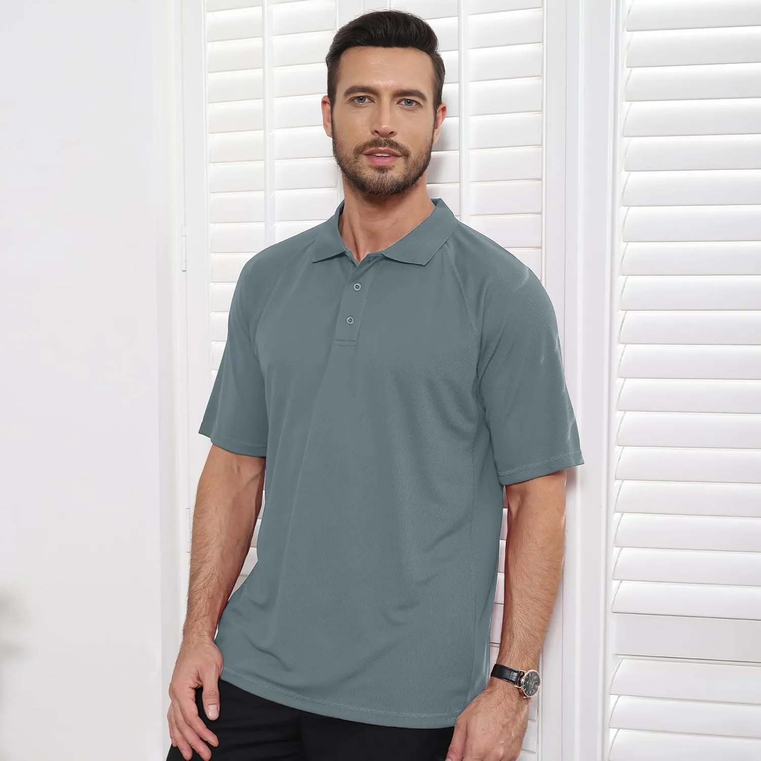 MOHEEN Men's Golf Shirts Short Sleeve Moisture Wicking Polo T-Shirts Athletic Quick Dry Fit Performance Collared UPF 50 