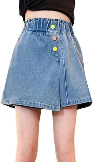 Moonker Toddler Kids Girl Denim Skort Trendy Jeans Skirt High Waist Classic Denim Skirts Baby Soft A Line Jean