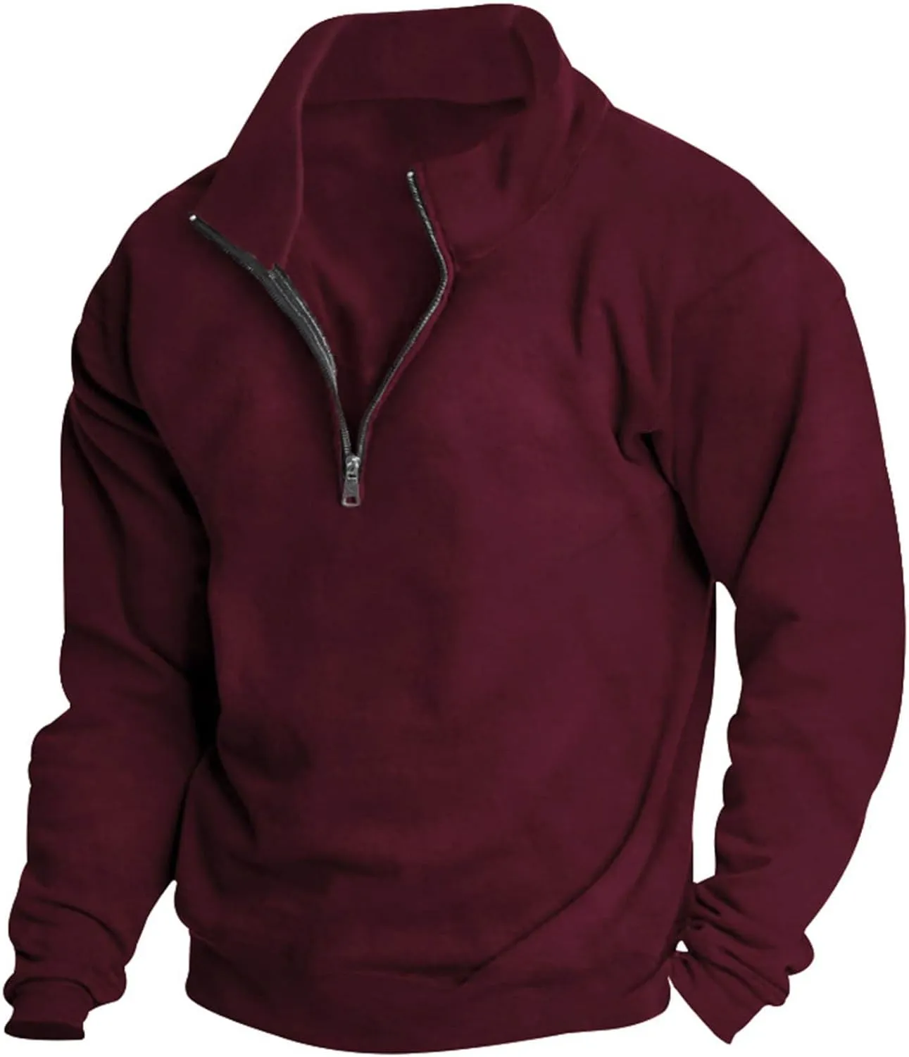 Muscularfit Heavyweight Zip Up Pullover Shirts for Men Long Sleeve Solid Quarter Zip Sweatshirts Lightweight Gym Athletic Top