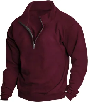Muscularfit Heavyweight Zip Up Pullover Shirts for Men Long Sleeve Solid Quarter Zip Sweatshirts Lightweight Gym Athletic Top