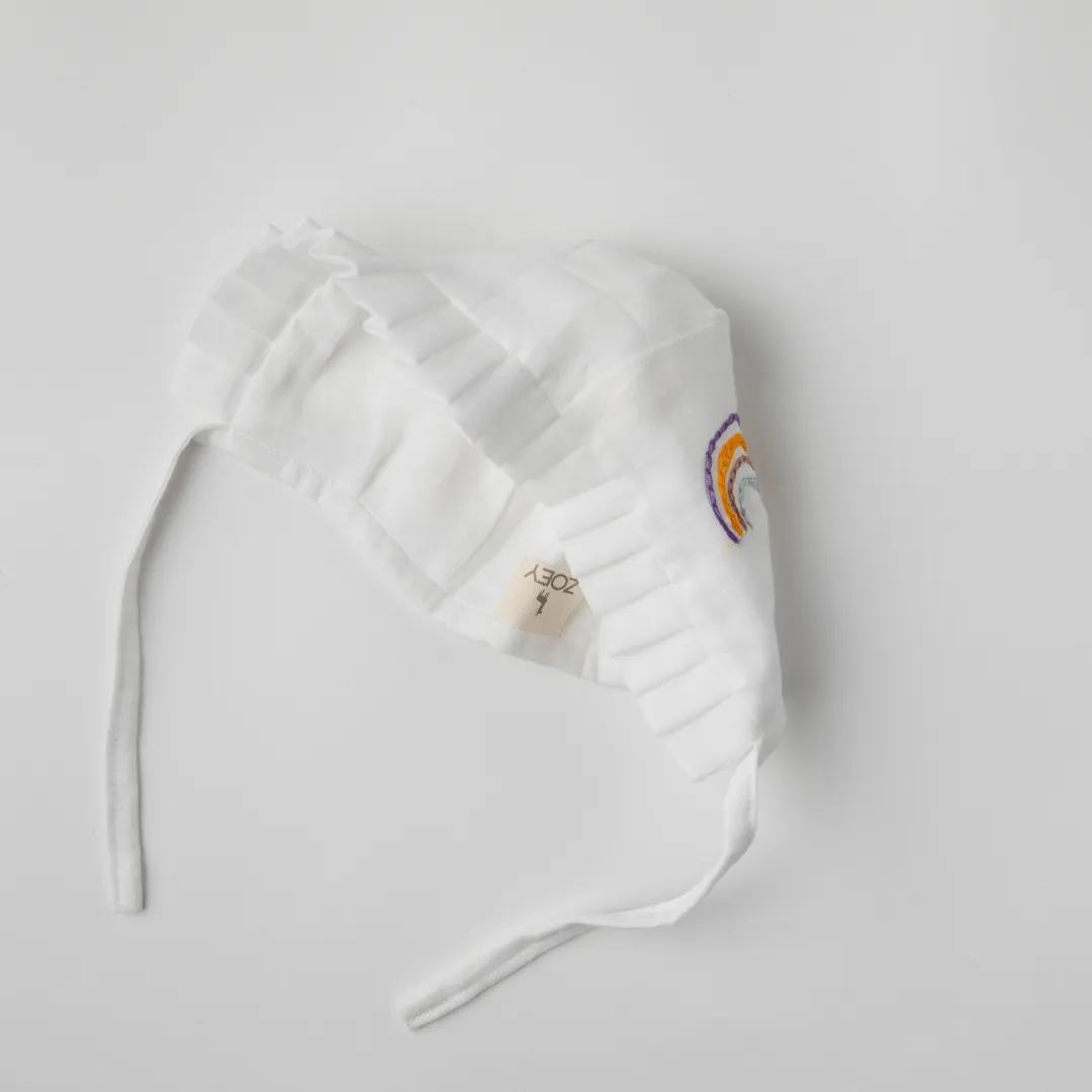 Muslin Newborn Bonnet Caps (Blue & White)