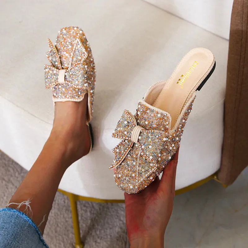 Nanccy Wedding Shoes Rhinestone Flat Bling diamonds bridal Flat