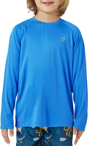 NAVISKIN Boy's UPF 50  Long Sleeve Shirts Rash Guard Swim Shirts Youth Lightweight Quick Dry Hiking Shirts