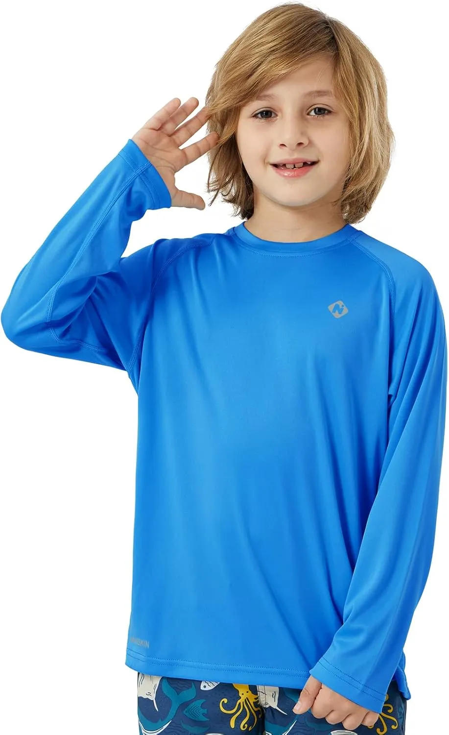 NAVISKIN Boy's UPF 50  Long Sleeve Shirts Rash Guard Swim Shirts Youth Lightweight Quick Dry Hiking Shirts