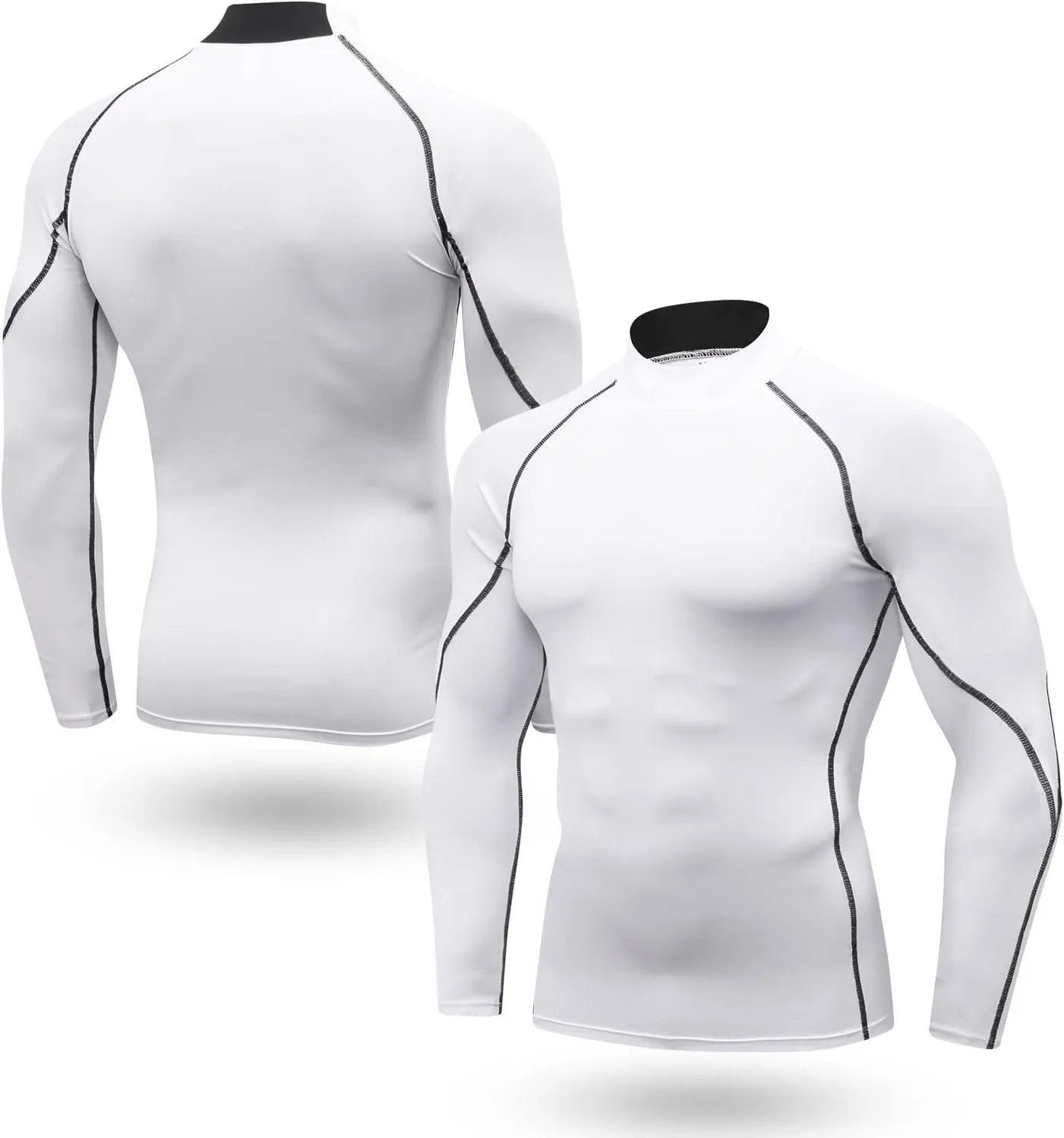 Odoland Mens 3 Pack Compression Long Sleeve Shirts, Athletic Workout Shirts, Sports Undershirt Quick Dry Base Layer Top