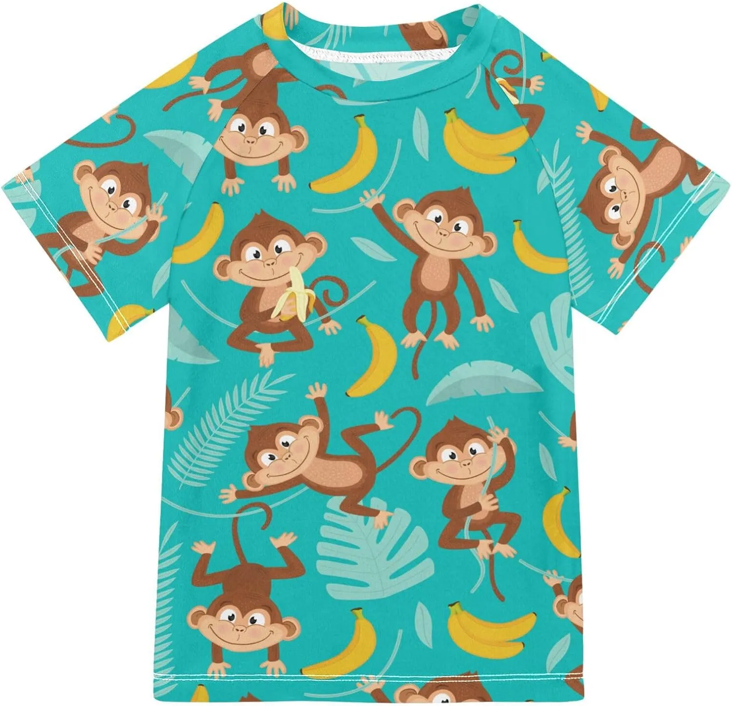 Ollabaky Short Sleeve Boys Rash Guard Swim Shirts Quick Dry Swimwear UPF 50  Toddler Kids Water Shirt