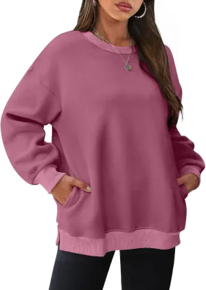 Oversized Crewneck Sweatshirts For Women Fleece Long Sleeve Pullover Tops Fall Fashion Outfits 2024 Winter Sweaters