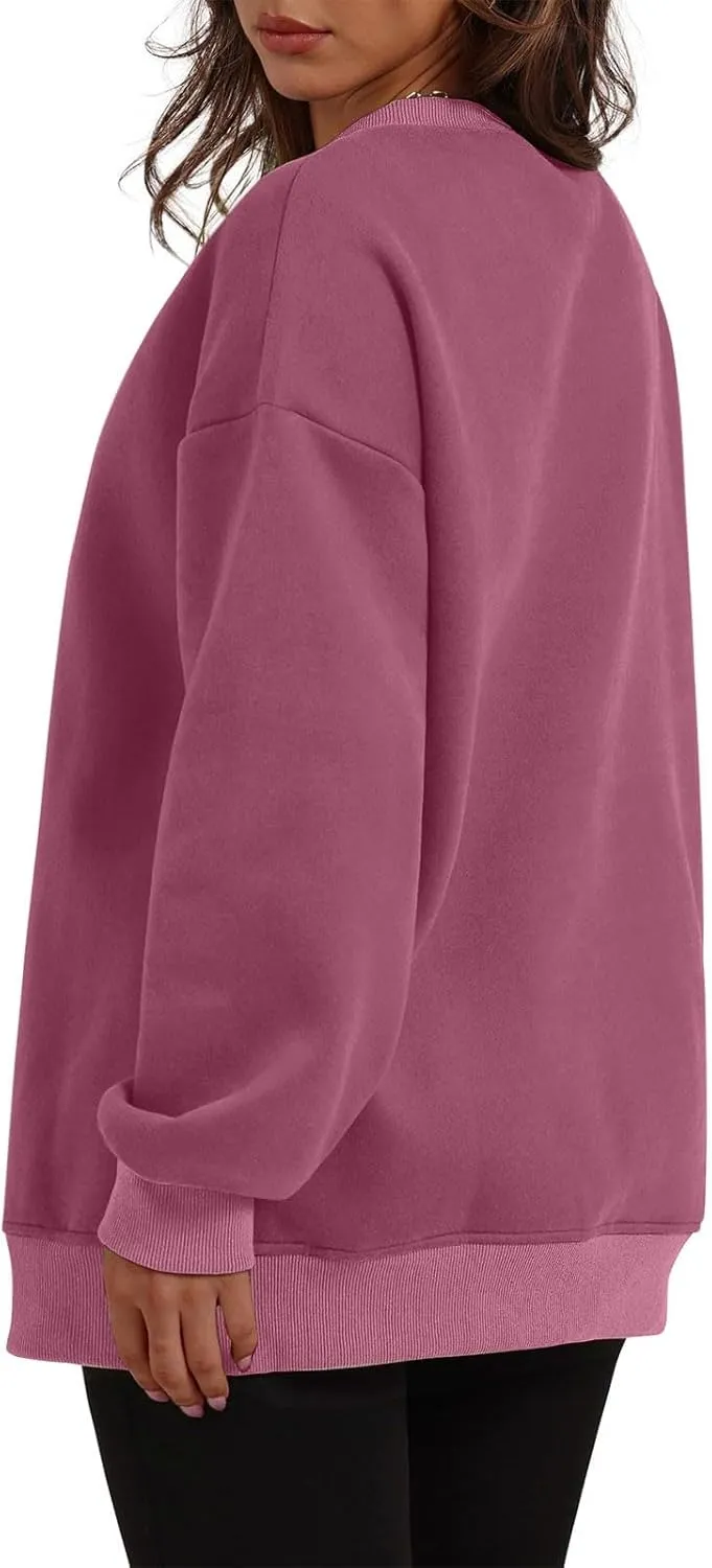 Oversized Crewneck Sweatshirts For Women Fleece Long Sleeve Pullover Tops Fall Fashion Outfits 2024 Winter Sweaters