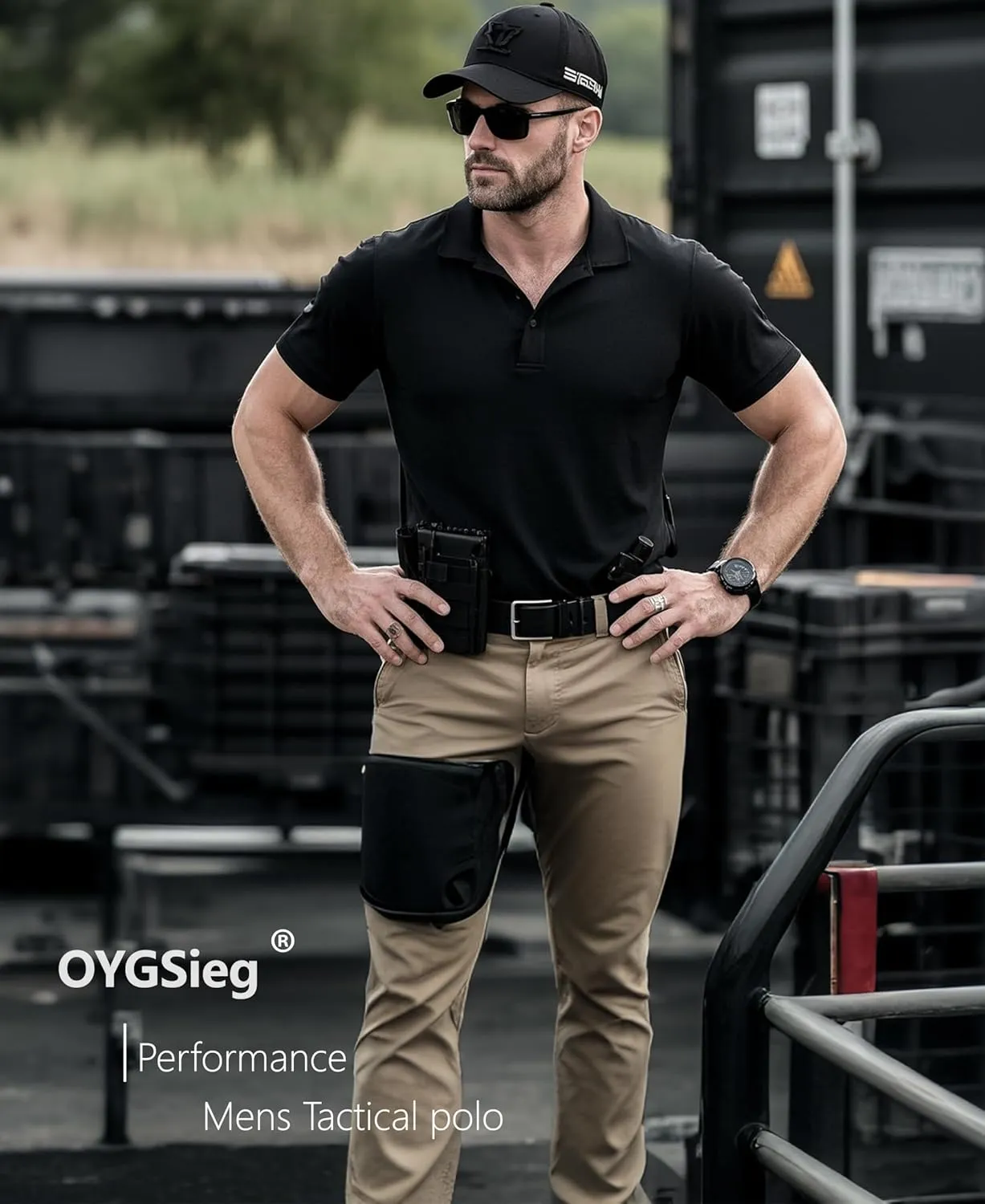 OYGSieg 5 Pack Mens Polo Shirts Quick Dry Performance Tactical Short Sleeve Golf Polo Shirts Casual Stylish Collared T-Shirts