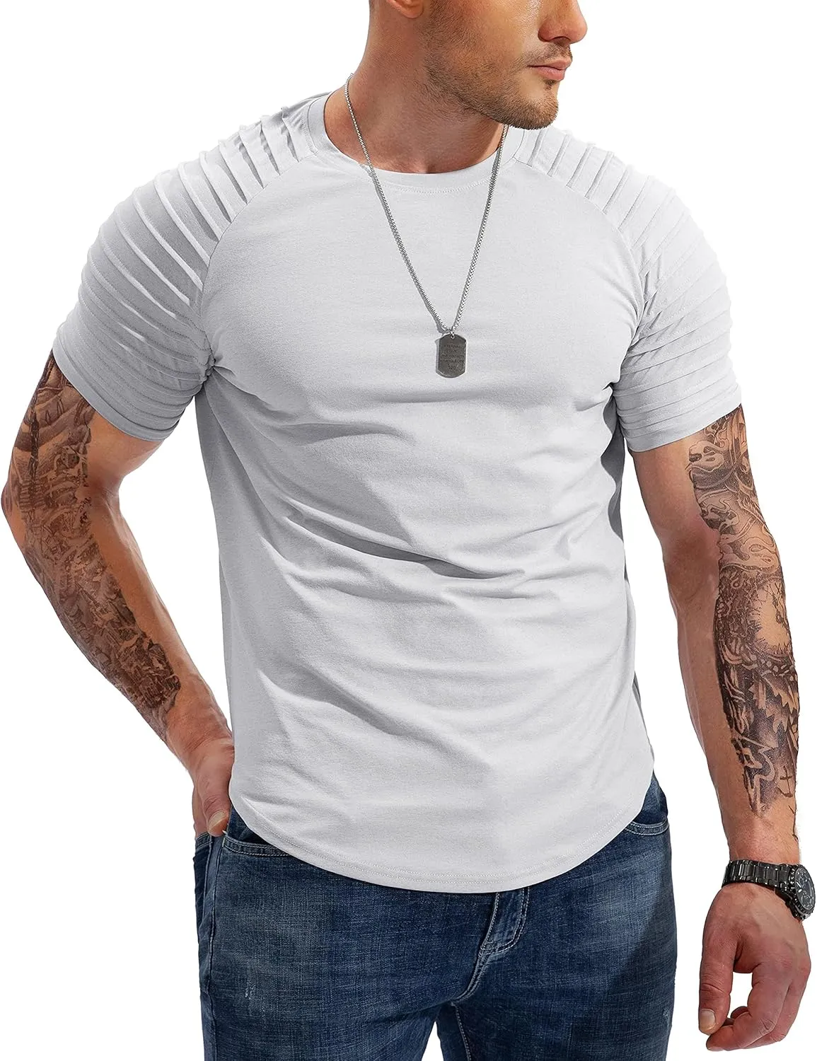 Pinkbomb Men's Muscle T-Shirts Fashion Tee Short Sleeve Athletic Workout Gym Slim Fit T Shirts for Men