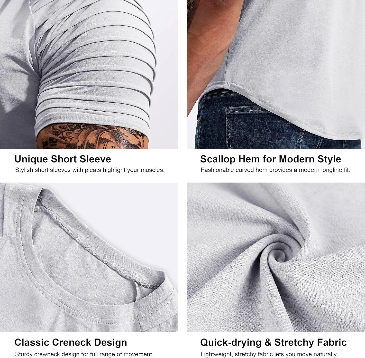 Pinkbomb Men's Muscle T-Shirts Fashion Tee Short Sleeve Athletic Workout Gym Slim Fit T Shirts for Men