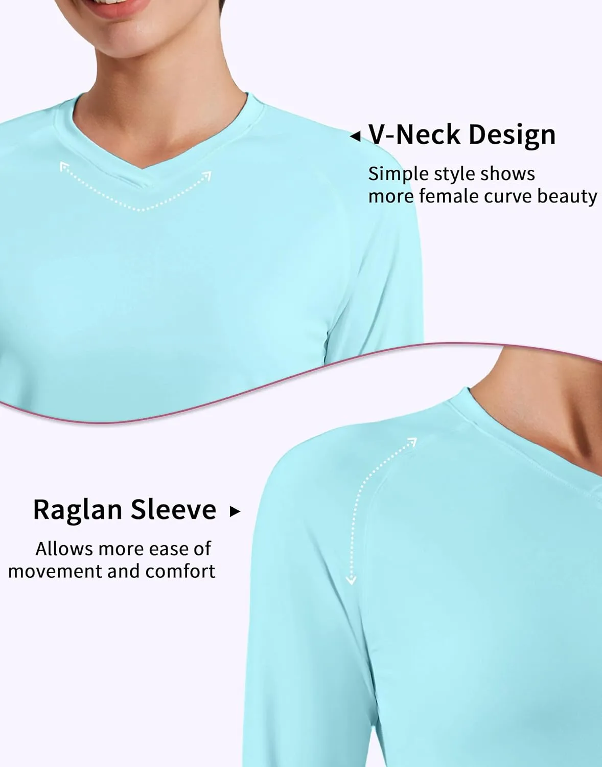 Pioneer Camp Women's UV Sun Protection SPF Shirt V Neck UPF 50  Long Sleeve Workout Tops Quick Dry Rash Guard Hiking Running