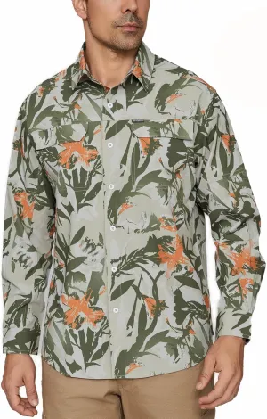 PIQIDIG Men's Long Sleeve Sun Protection Shirts UPF 50  Quick Dry Button Down Shirts Hiking Fishing Camping Travel Work
