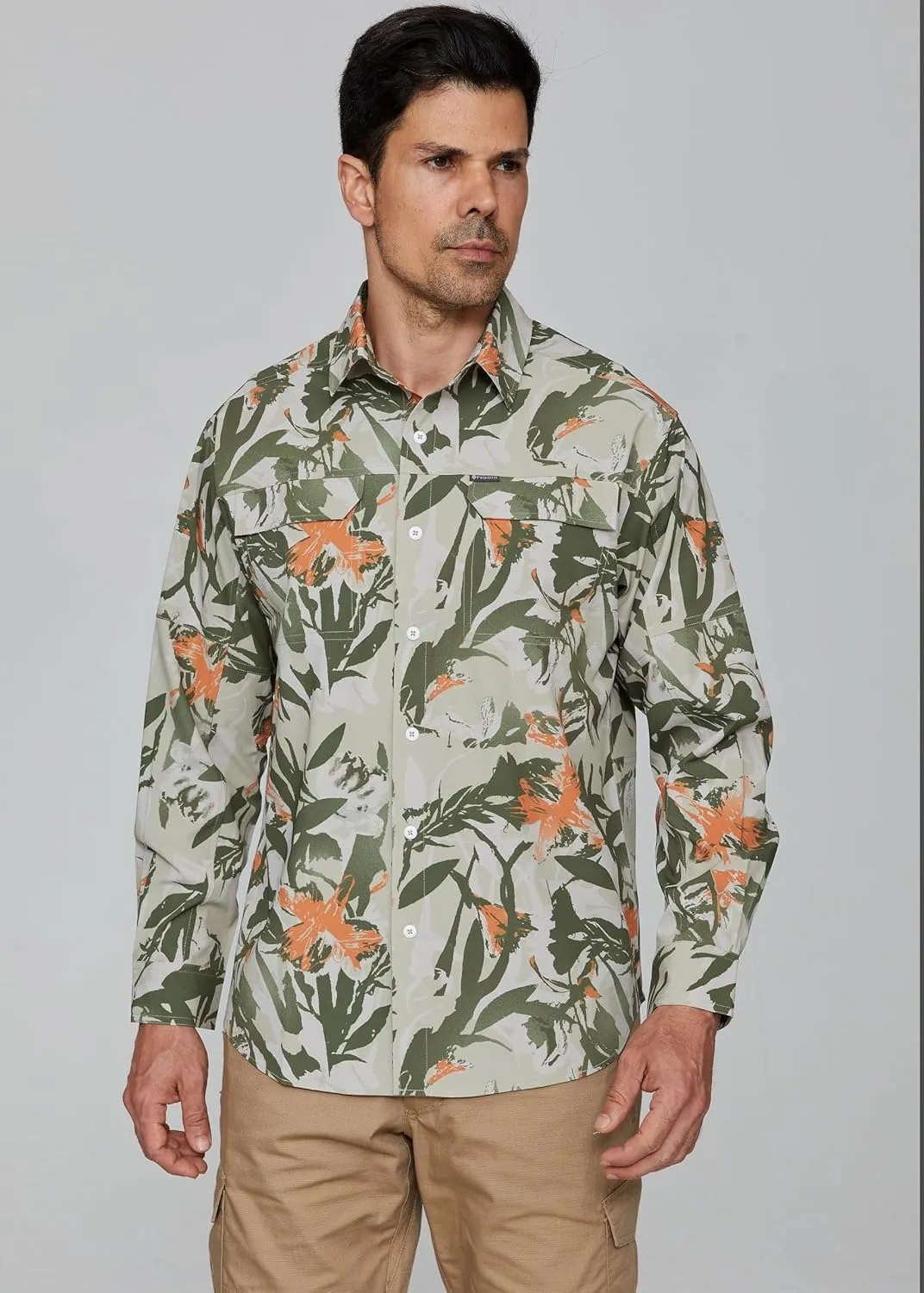 PIQIDIG Men's Long Sleeve Sun Protection Shirts UPF 50  Quick Dry Button Down Shirts Hiking Fishing Camping Travel Work