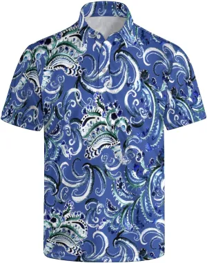 Polo Shirts for Men Funny Print Golf Polo Shirts for Men Lightweight 4 Way Stretch Men Golf Shirts Short Sleeve