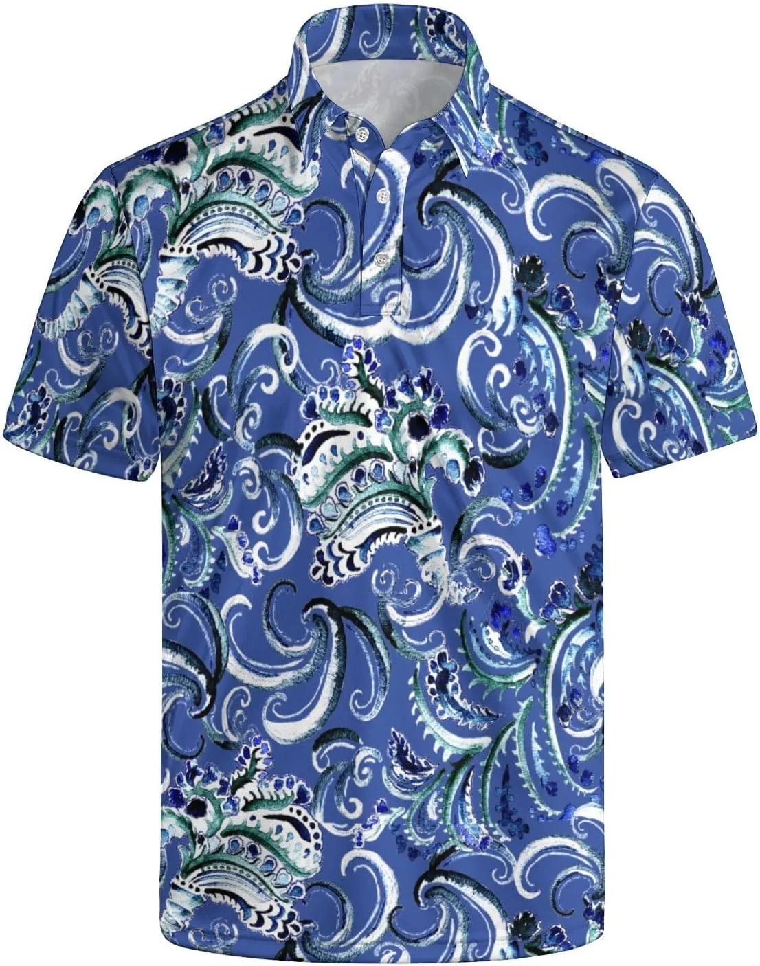 Polo Shirts for Men Funny Print Golf Polo Shirts for Men Lightweight 4 Way Stretch Men Golf Shirts Short Sleeve
