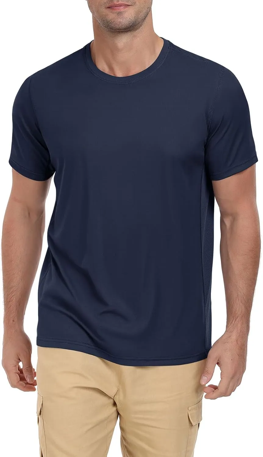 QIVICIMA Men's Workout T-Shirt Short Sleeve Athletic Shirts Dry Fit Breathable Mesh Running Tee Top