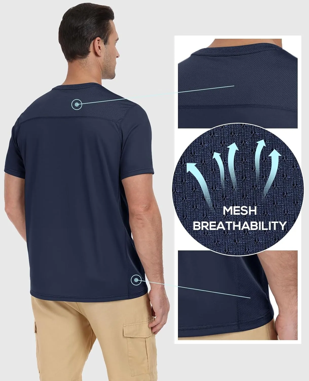 QIVICIMA Men's Workout T-Shirt Short Sleeve Athletic Shirts Dry Fit Breathable Mesh Running Tee Top