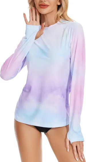 Rash Guard for Women Swim Shirts UPF 50  Long Sleeve Sun Shirt Women Rashguard Surfing Swimming Tops with Thumb Hole